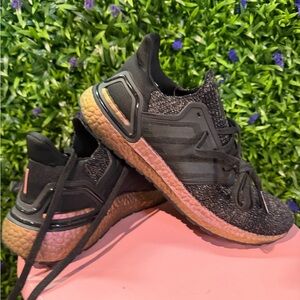 adidas Women's Black Knit Sneakers with Pink Gradient Midsole